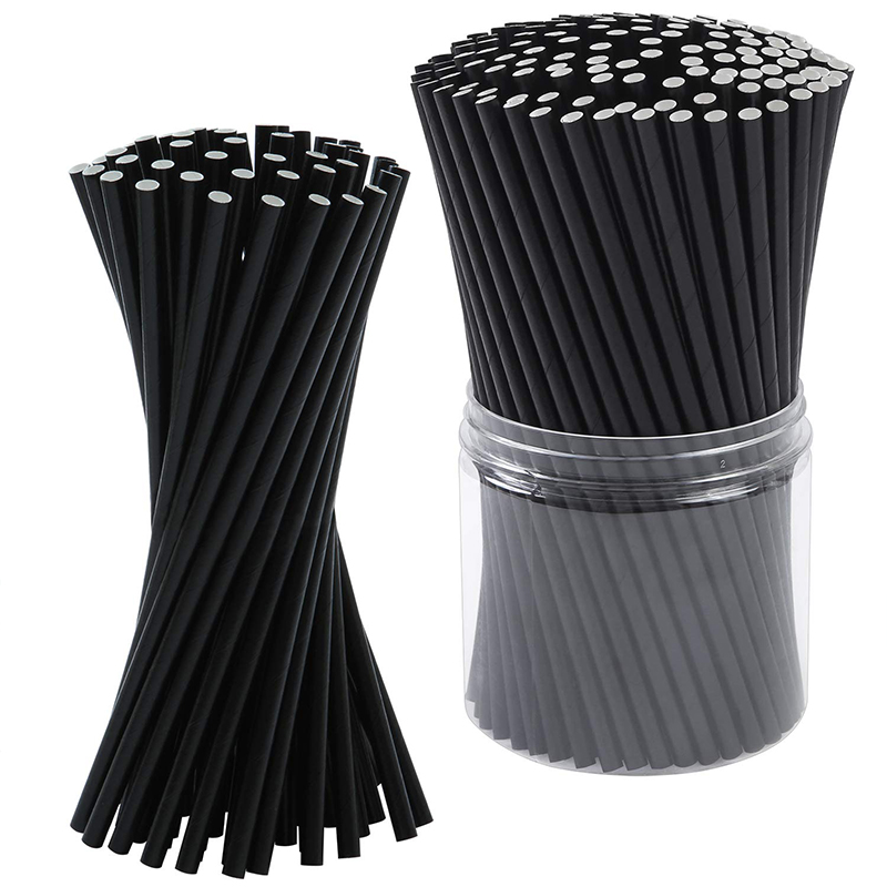 product-wholesale biodegradable compostable black individual wrapped paper straw customized logo-ISR