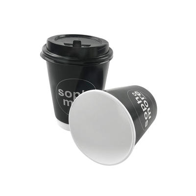 customized printing 8 oz 12 oz 16 oz disposable compostable double wall coffee cup with lid