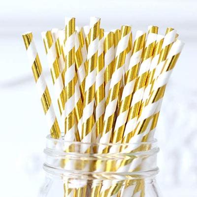 Metallic Gold Straws Paper Disposable Straws Eco friendly Straw Drinking Paper Straw Cocktail