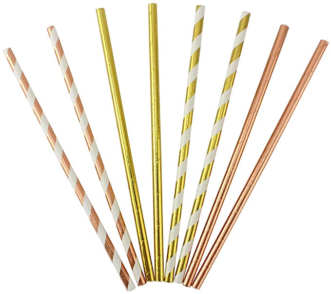 product-Metallic Gold Straws Paper Disposable Straws Eco friendly Straw Drinking Paper Straw Cocktai