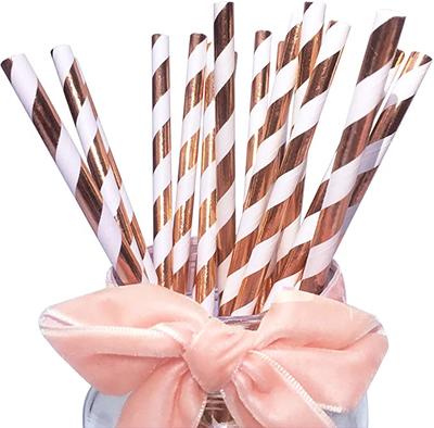 Manufacturer OEM Paper Straw Custom Disposable Straws Rose Gold Paper straws Eco straws Metallic