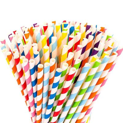 FDA Food Grade Paper Straws Natural Straw Disposable Striped Straw Biodegradable Straws