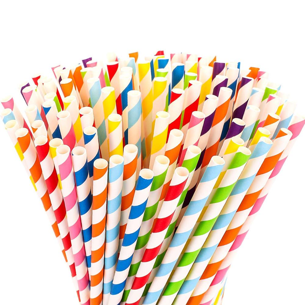 product-FDA Food Grade Paper Straws Natural Straw Disposable Striped Straw Biodegradable Straws-ISRO