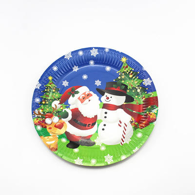 Eco friendly cheap custom color printed disposable biodegradable party paper dinner plates