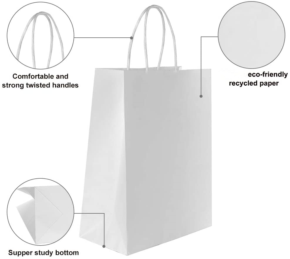 product-2021 Bulk White Paper Bags with Handles Perfect Solution for Baby Shower Birthday Parties Gi