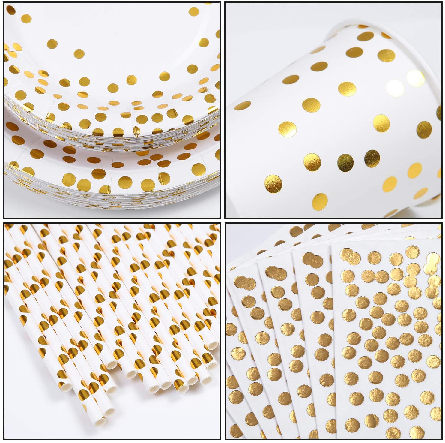 product-Gold Disposable Dinnerware Set Paper Party Supplies Set Dessert and Dinner Gold Paper Plates