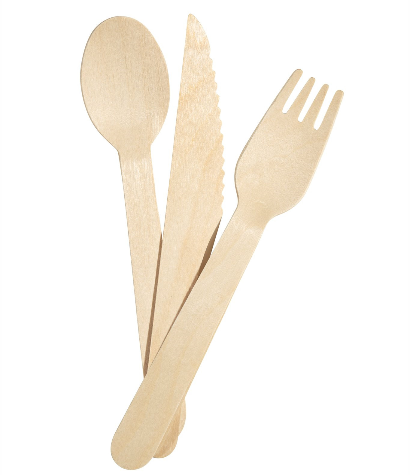 Disposable Sturdy Wooden Cutlery Set 100% Biodegradable Forks Eco-Friendly Spoon Natural Wooden Utensils
