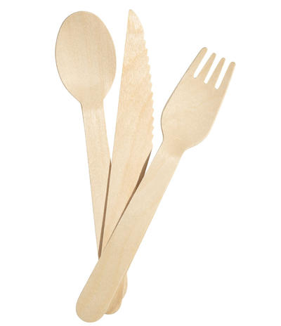 Disposable Sturdy Wooden Cutlery Set 100% Biodegradable Forks Eco-Friendly Spoon Natural Wooden Utensils