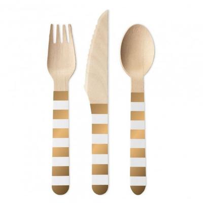 Gold Wooden Cutlety Cheap Compostable Biodegradable Ecofriendly Picnic OEM Wood Cutlery