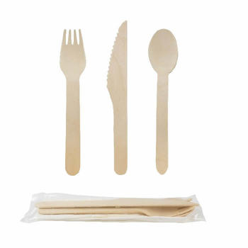 Wooden Individually Packaged Cutlery Biodegradable Dinnerware