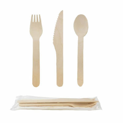 Wooden Individually Packaged Cutlery Biodegradable Dinnerware