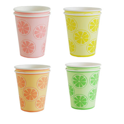 Lemon Paper Cups Custom Printed Eco Friendly High Quality FDA Approval Single Wall Cup Paper