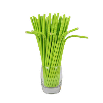 Plain Green Bendable Paper Straws 3 Layer Eco-Friendly and Biodegradable Drinking Straws Great for Hot and Cold Drinks
