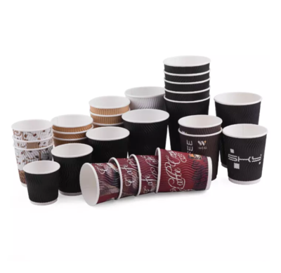 2020 years Promotion Disposable Cups Custom Corrugated Paper Cup Ripple Paper Cups