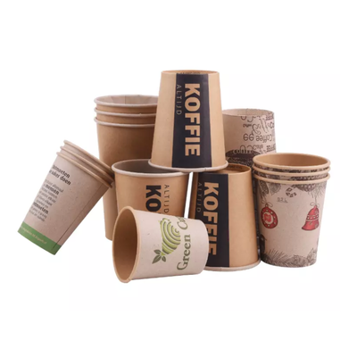 Disposable Paper Cup Custom Logo Printing With Cover Soybean Milk Cup Coffee Cup Thick Advertising Kraft Paper Cup