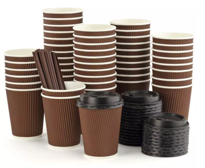 Anti-ironing Fine Corrugated Paper Cup with Cover Wholesale