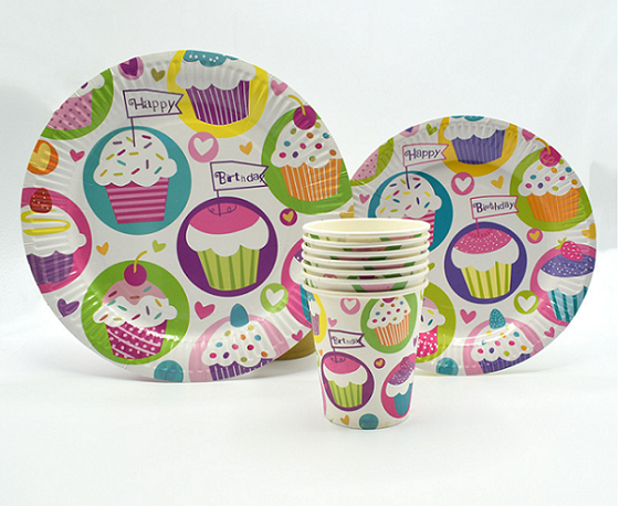 Printed ice cream Paper Plates Cake Snack Party Decorations Plates