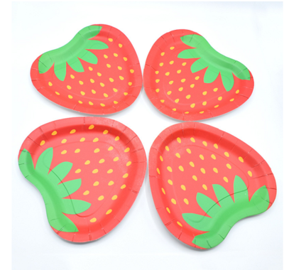 Disposable paper plate strawberry model paper plate can be customized manufacturers direct paper plate